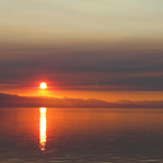 Sunset over the water