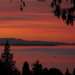 Sunsets behind the islands around Powell River