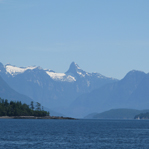 Ocean, trees, mountains